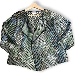 Armani Collezioni multi color stripe open front blazer Shirt Silk Jacket Size 4